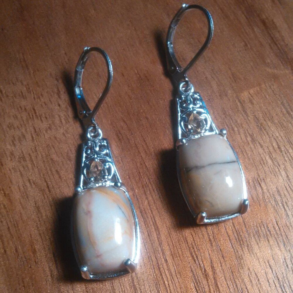 Cherry Creek and Brazilian Citrine Lever Back Platinum Bond Earrings